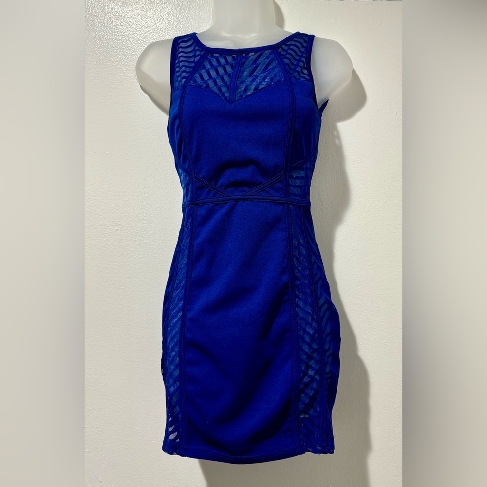 Blue Mesh Mini Dress